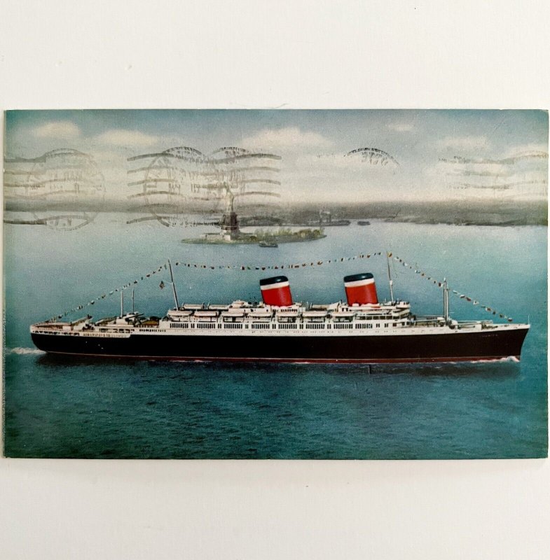 SS America Luxury Liner Cruise Ship 1940-50 Postcard Nautical Atlantic PCBG12B