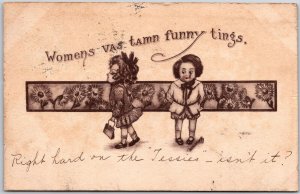 1910's Kids Women Funny Things Friends Quarrel Posted Postcard