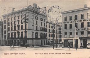 Moseley's New Haven House and Annex, New Haven, CT, Early Postcard, Used in 1910