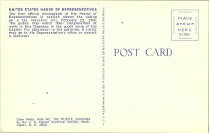 U. S. House of Representatives February 25, 1964 Vintage Standard View Postcard 