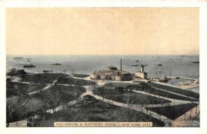 NY, New York City  AQUARIUM~BATTERY PARK~GOVERNOR'S ISLAND c1920's TWO Postcards