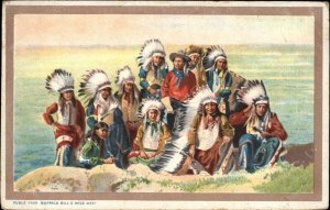 Buffalo Bill Wild West Show Native American Indians c1910 Postcard