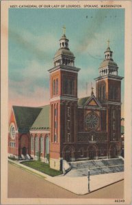 Postcard Cathedral of Our Lady of Lourdes Spokane WA Washington