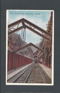 Post Card Colorado Train Going Thru The Hanging Bridge At Royal Gorge