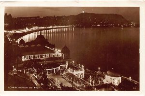 B128 England Scarborough by Night RPPC vintage postcard