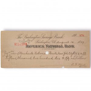 1989 Maverick National Bank, Boston - Chack Made To Merchants National Bank, NY