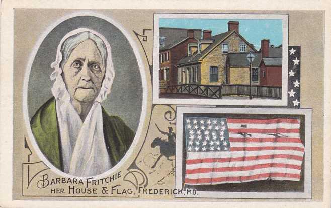 Barbara Fritchie, House, Flag, and Poem - Frederick MD, Maryland - WB