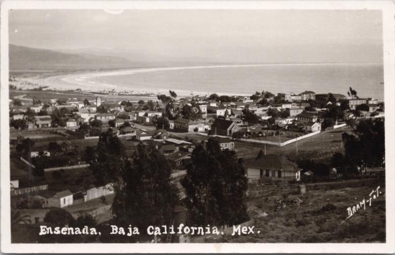 Ensenada Baja California Mexico Birdseye Unused RPPC Real Photo Postcard E17