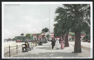 Beach Walk from Potter Hotel, Santa Barbara, CA,Early Postcard, Detroit Pub. Co.