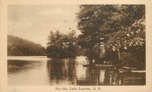 Postcard New York Lake Lazerne Ivy Isle boats Garnar 23-5738