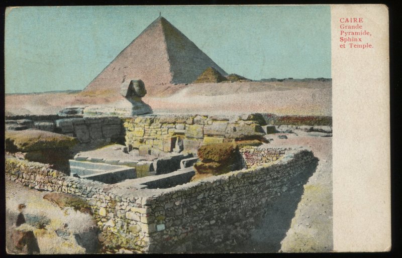 Caire. Grande Pyramide, Sphinx et Temple. Cairo, Egypt. 1909 postcard