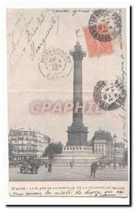 Paris (10th) Old Postcard Place de la Bastille and the July Column