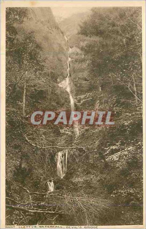 Postcard Old LLettys Nant Waterfall Devil's Bridge
