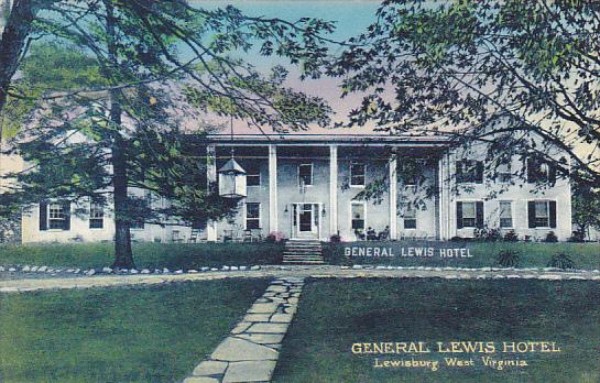 West Virginia Lewisburg General Lewis Hotel Handcolored Albertype