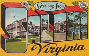 Greetings From Salem Virginia Large Letter Linen