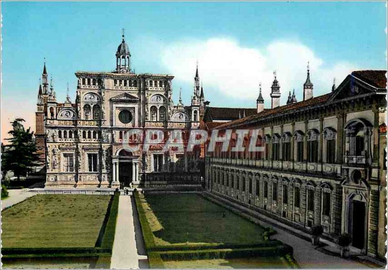 Postcard Modern Certosa di Pavia Facade and Museum