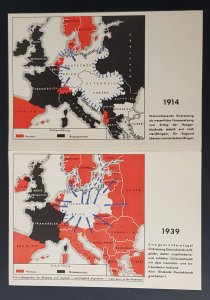 GERMANY THIRD 3rd REICH ORIGINAL WWII PROPAGANDA MAP CARD THE DANGERS OF GERMANY