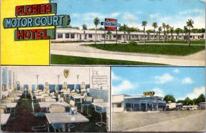 Linen Postcard Florida Motor Court Hotel US 27 in Tallahassee, Florida