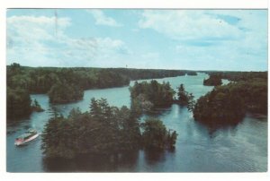 Cruise Boat Among The Thousand Islands, Ontario, Vintage 1963 Chrome Postcard