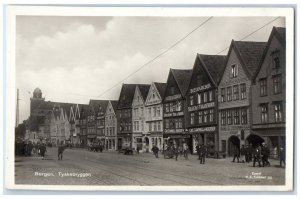 c1930's Business Buildings Tyskebryggen Bergen Norway RPPC Photo Postcard