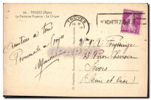 Old Postcard Troyes Aube La Fontaine Argence Cirque