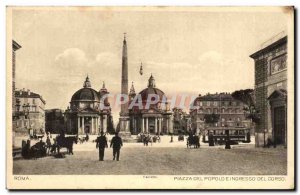 Old Postcard Italy Italia Roma Piazza del Popolo e Ingresso del Corso