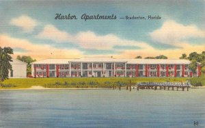 BRADENTON, Florida FL  HARBOR APARTMENTS~Waterfront View  ca1950s Linen Postcard