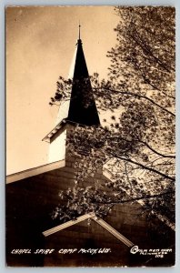 Wisconsin RPPC Real Photo Postcard - Post Chapel Spire - US Army - Camp McCoy