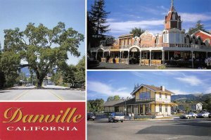 Danville, CA California  DANVILLE HOTEL~TRAIN STATION~OLD OAK TREE  4X6 Postcard
