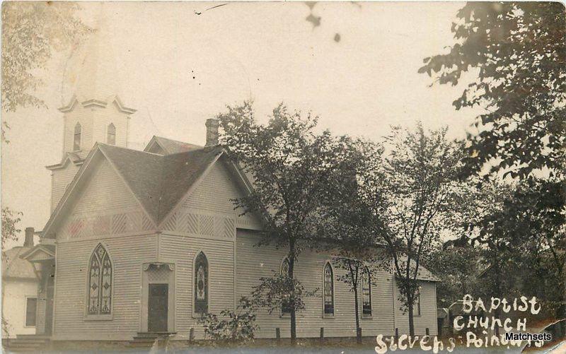 1910 Baptist Church STEVENS POINT WISCONSIN RPPC postcard 7778