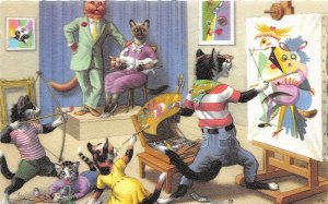 G91/ Dressed Cats Alfred Mainzer Postcard c1940s Art Class Bow Arrow 24