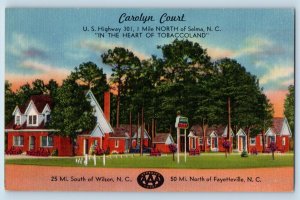 Fayetteville North Carolina NC Postcard Carolyn Court Inn Motel Trees Exterior