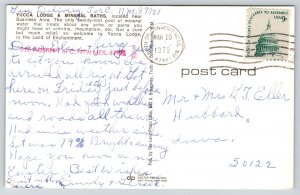 Truth Or Consequences NM~Business Area~Yucca Lodge~Mineral Baths~Flag~1978 PC