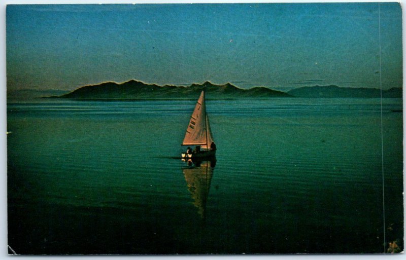 Postcard - Sailing to Antelope Island, Great Salt Lake, Utah, USA