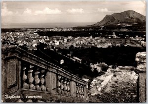 Bagheria Panorama Italy Ancient Buiildings Mountain Real Photo RPPC Postcard