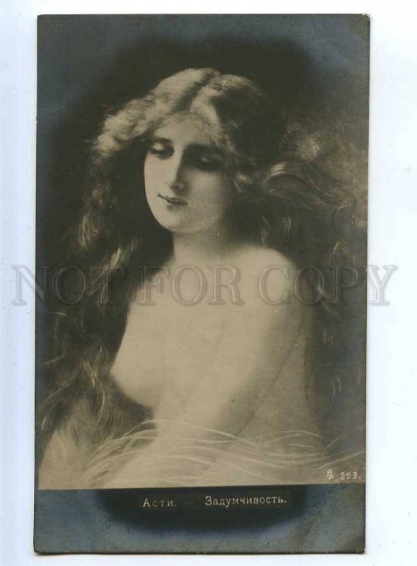 202571 Semi-NUDE Lady LONG HAIR by Angelo ASTI vintage PHOTO  