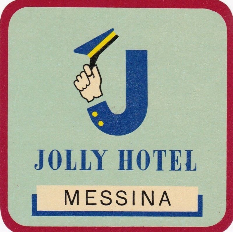 Italy Messina Jolly Hotel Vintage Luggage Label sk3496