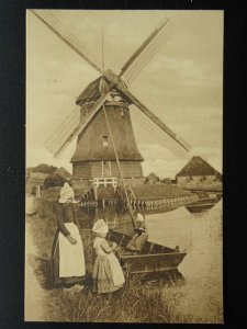 Netherlands Dutch VOLENDAM OLD WINDMILL & PUNT Old Postcard by F.B. den Boar