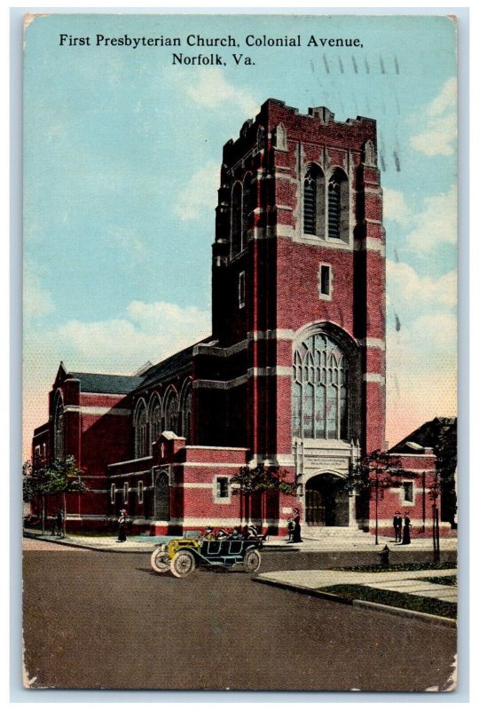 1915 First Presbyterian Church, Colonia Avenue, Norfolk Virginia VA Postcard