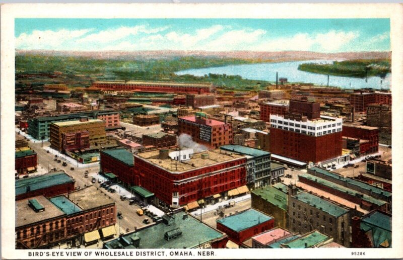 Postcard Birds Eye View of Wholesale District in Omaha, Nebraska