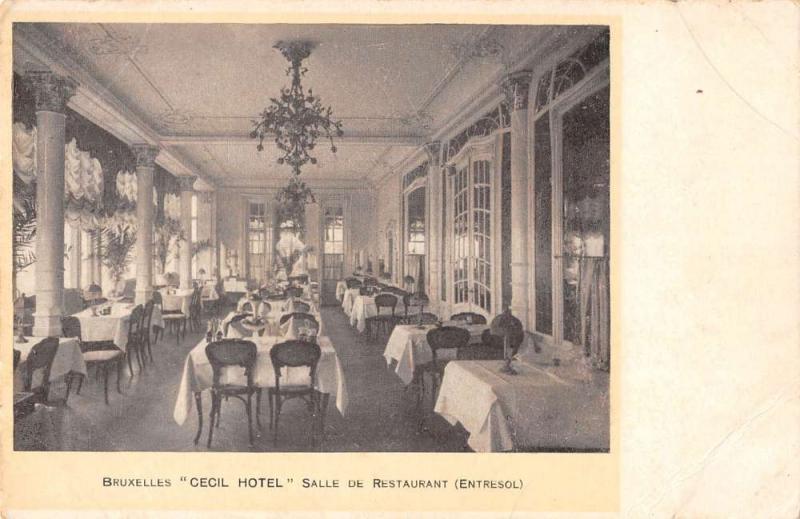 Brussels Belgium dining room interior Cecil Hotel antique pc Z16218