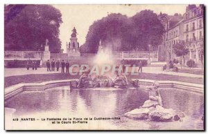 Old Postcard Nantes fountain instead of Duchess Anne and course St Pierre