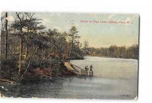 Asbury Park New Jersey NJ Damaged Postcard 1908 Scene on Deal Lake