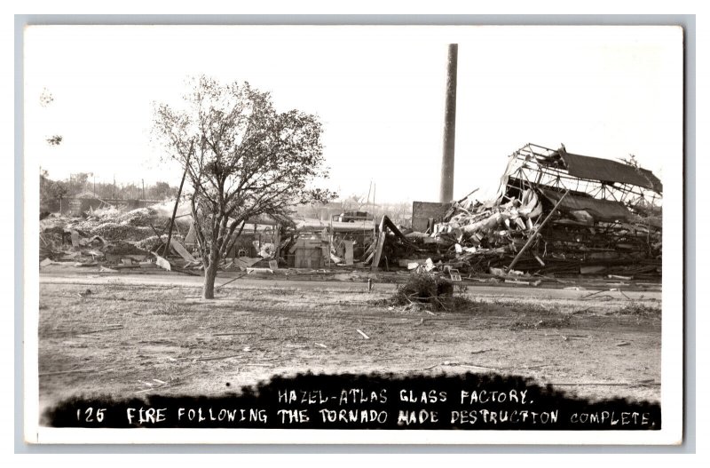 Vintage Postcard OK Tornado Damage Blackwell Oklahoma Hazel-Atlas Glass RPPC