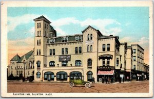 1924 Taunton Inn Massachusetts MA Main Road & Building Landmark Posted Postcard