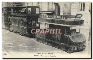 Postcard Old Tram Train Crue of the Seine Paris Trams in Versailles Louvre