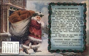 Utica NY Christmas Santa Claus Advertising Citizens Trust Bank c1910 Postcard