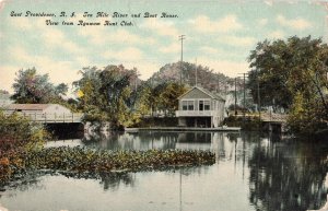 c1907 E. Providence R.I. Boat House Ten Mile River Hand Colored Postcard 2T6-558 