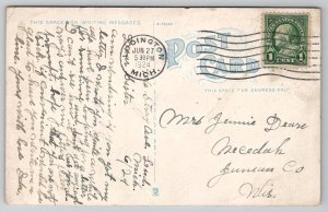 Ludington MI View On Ludington Ave Michigan Postcard C50