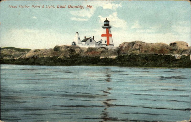 East Quoddy Maine ME Head Harbor Point and Lighthouse c1910 Postcard